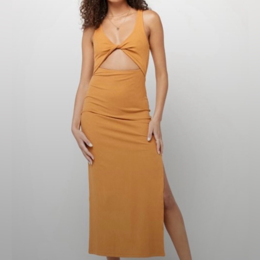 L*Space Nico Mango Orange Cutout Midi Dress | Summer Beach Vacation | NWT M